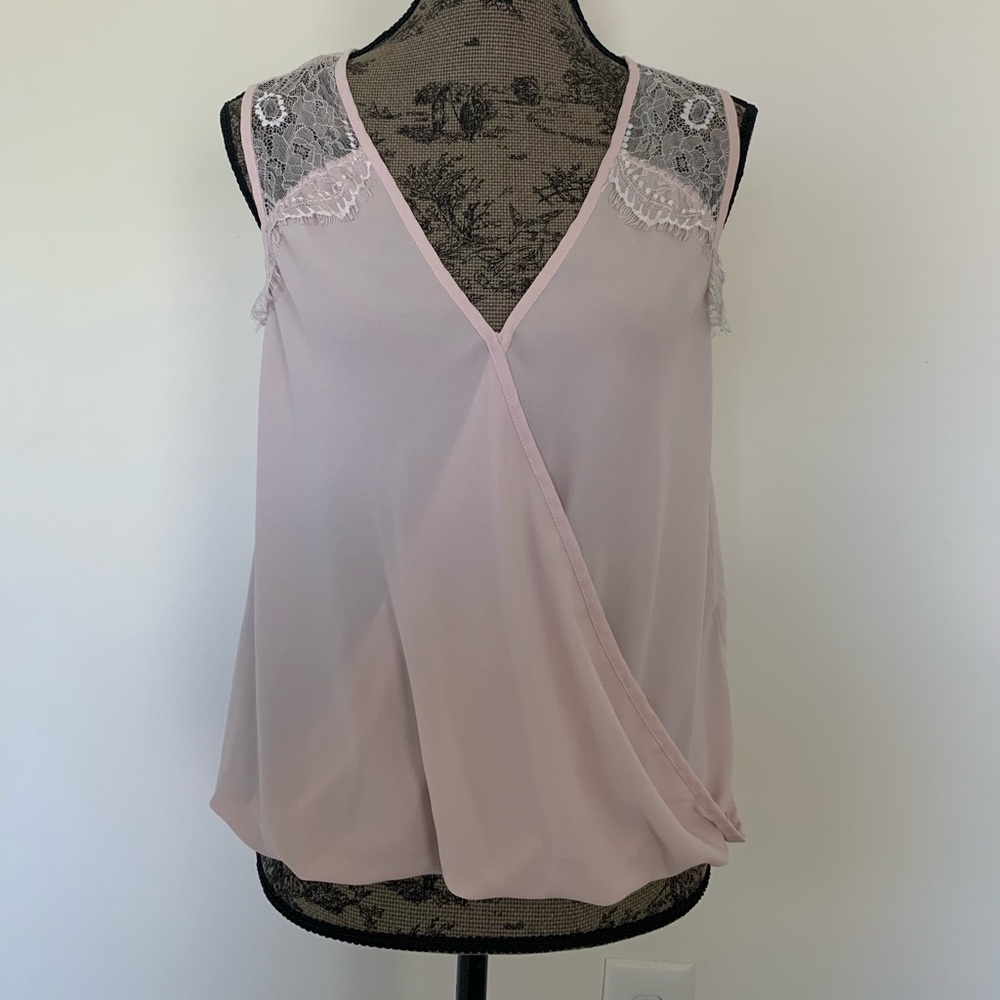 ASTR light pink  lace accent top